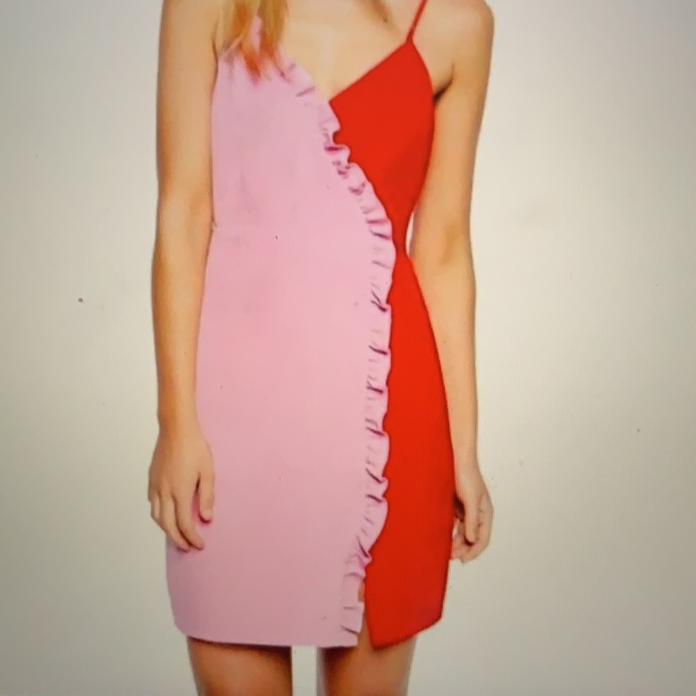 Red & pink color block dress for summer parties. Purchased from Nordstrom.